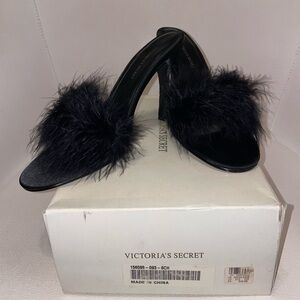 Vintage Victoria's Secret Black Feathered Heels